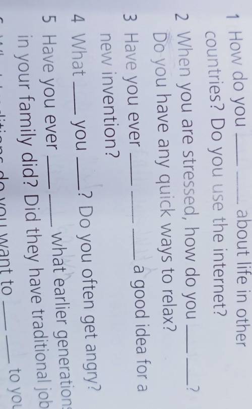 complete the questions with the correct form of the phrases in blue in the text. Then ask and answer