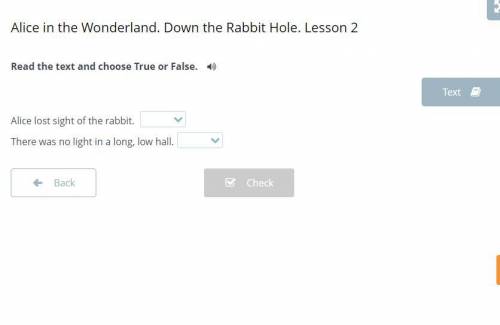 Read the text and choose True or False. Alice lost sight of the rabbit. There was no light in a long