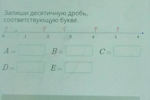 Запиши десятичную дробь, соответствующую букве.АDEB| |2Н01345А —В —С —D —Е —Проверить​