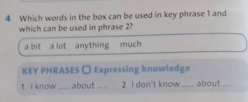 which can be used in phrase 2?a bit a lot anything muchKEY PHRASES Expressing knowledge1. I know_(сю