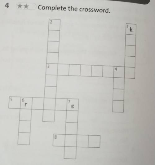 4 Complete the crossword.ACROSS3 I wear it round my neck5 I wear them in my hair.2 I wear it round m