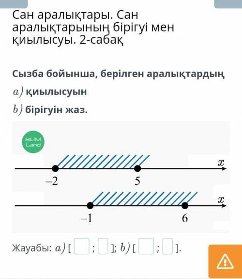 Сан аралықтары. Сан аралықтарының бірігуі мен қиылысуы. 2-сабақCызба бойынша, бері​