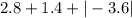 2.8 + 1.4 + | - 3.6|