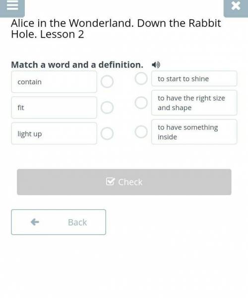 Alice in the Wonderland. Down the Rabbit Hole. Lesson 2 Match a world and definition.​