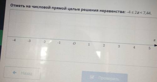 Отметь на числовой прямой целые решения неравенства: -4s 2x < 7,44. т4-32до13азадПроверить​