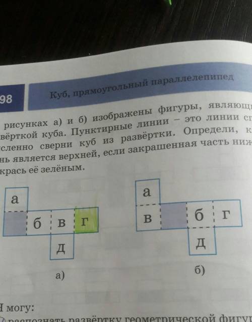 На рисунках а) и б) изображены фигуры, являющиеся Мысленно сверни куб из развертки. Определи, какаяэ