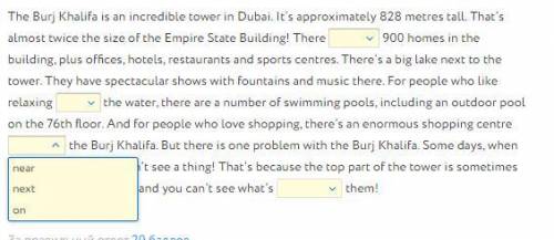 Read about a tower in Dubai. For each gap tick the correct word.