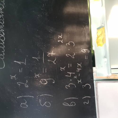 1. 2^x=12. 9^x=1/273. 3*4^x=2*3^2x4. 3^x^2-4x=9