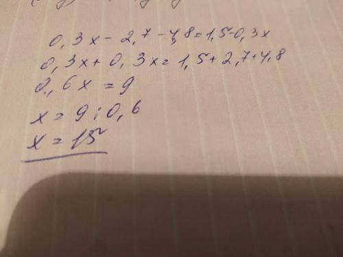 0 ,3 (X - 9)-4,8=0,3(5-икс)​