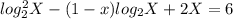 log_{2}^{2}X - (1-x)log_{2} X + 2X = 6