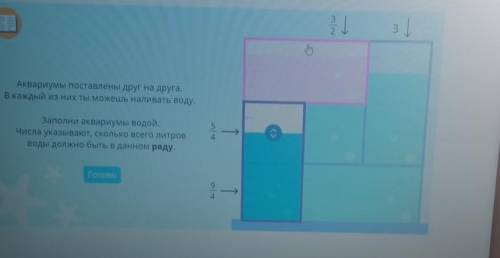 аквариумы поставлены друг на друга в каждой их ты можешь налить воду заполни аквариум и водой если у
