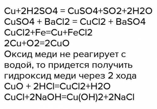 H2So4 -> CuSo4 -> Cu (OH) ->CuCl2​