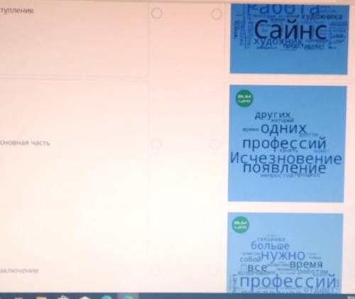 Прочитай текст. Соотнеси облака слов и структурные части. В последнее время все больше профессий и з