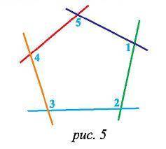 Пять прямых попарно пересекаются (рисунок 5). Найдите сумму при условии, что сумма всех внешних угло