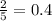 \frac{2}{5} = 0.4