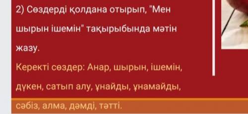 Сөздерді қолдана отырып,,,Мен шырын ішемін''тақырыбында мәтін жазу