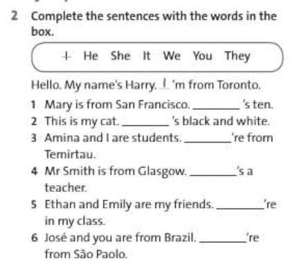 Complete the sentences with the words in the box. 5 класс