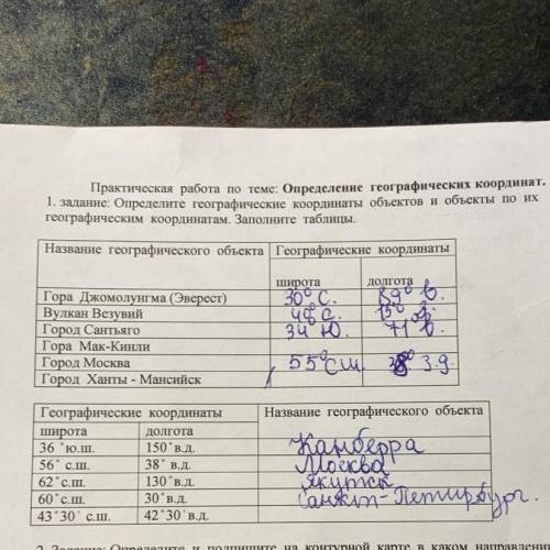 В первом задании, последняя таблица