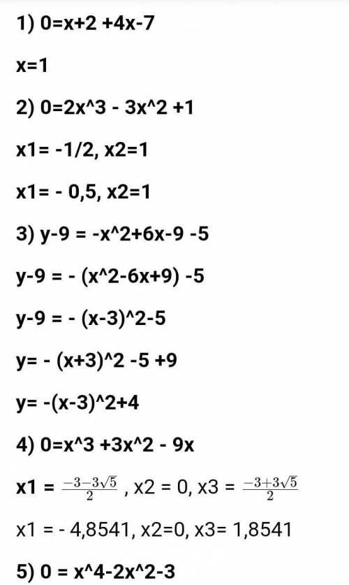 Баубекова у= - х^2+6х - 5 Косяк у= 2х^2-8х+6 Лобацкаяу= - х^2-4х+5 Пономарев у= - х^2+2х - 3 Туле