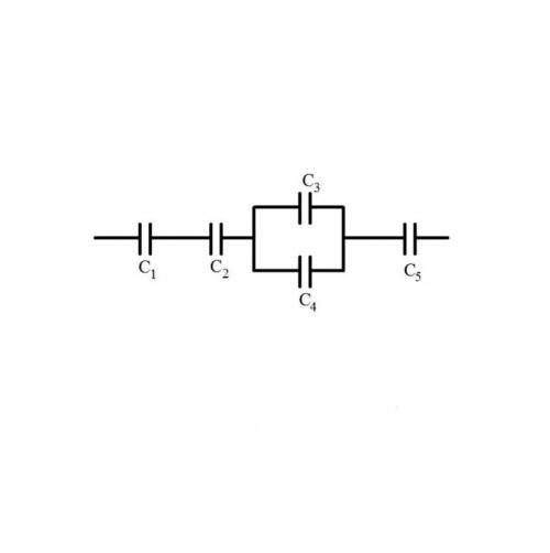 Определите общую электроёмкость в цепи (по схеме ниже), если С1 =9 мкФ, С2 =15 мкФ, С3 = 28 мкФ, С4