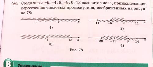 среди чисел -6;-4;8;-8;0;13 назовите числа, принадлежажащие пересечению числовых промежутков, изобра