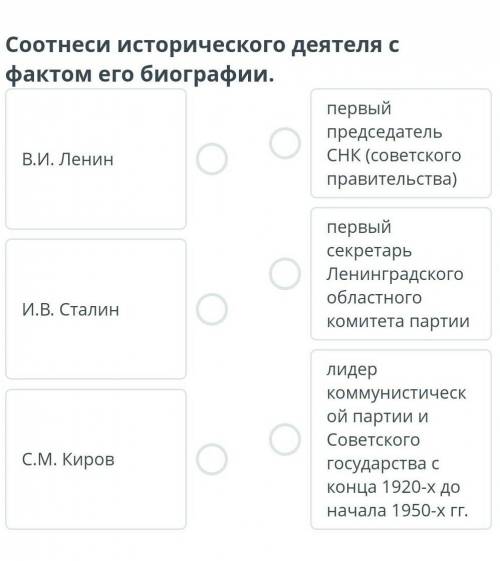 Соотнесите исторического деятеля с его фактами биографии ​