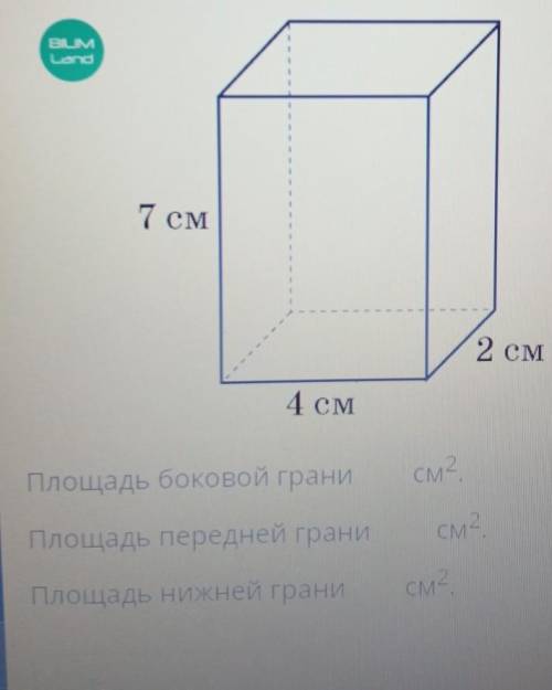 Найди площади разных граней параллелепипеда и впиши в пустые окошки ​