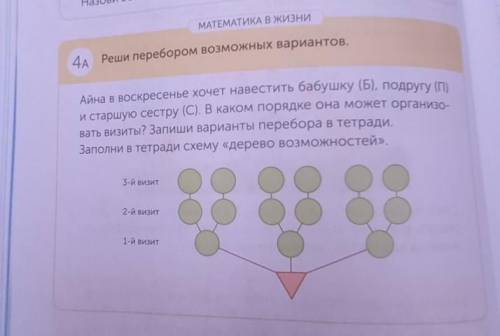 МАТЕМАТИКА В ЖИЗНИ 4. Реши перебором возможных вариантов.Айна в воскресенье хочет навестить бабушку