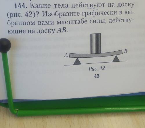 какие тела действуют на доску.(рис.42) изобразите в выбранном вами масштабе силы, действующие на дос