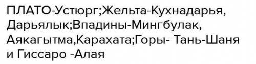 Вопросы и задания 1. Каковы особенности рельефа Узбекистана?2. Какие плато, дельты, впадины (долины)