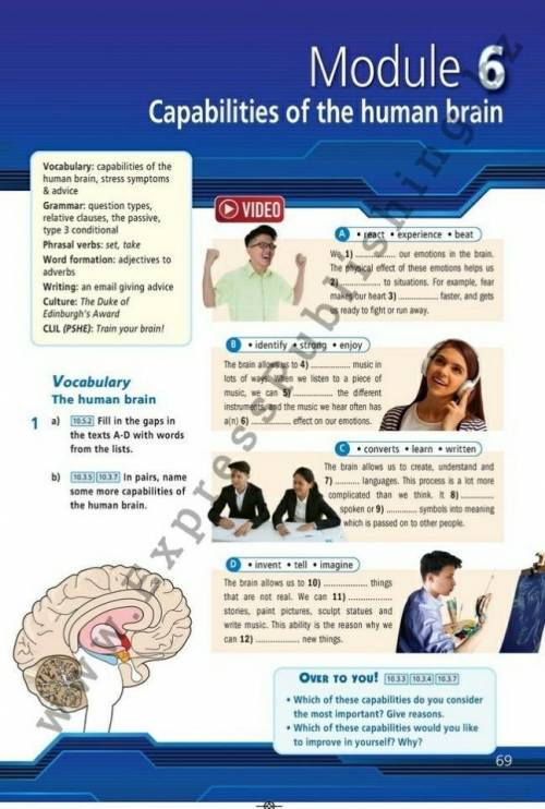 Английский Complete the text A,B,C,D and answer the question Over to you Which of these capabiliti