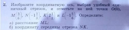 Изобразите координатную ось, выбрав удобный еди- ничный отрезок, и отметьте на ней точки О(0),M N K