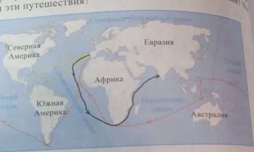 1. Маршруты каких путешественников отмечены на рез.денном рисунке красный, желтыми и черными стрелка