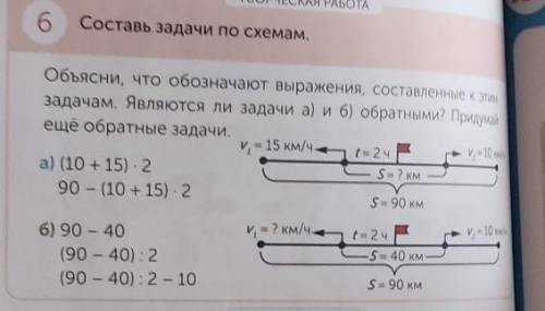 Объясни, что обозначают выранения, составена задачам являются ли задачи а) и 6 обрат-ВОРЧЕСѕ РАБОТА6