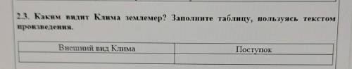 2.3. Каким видит Клима землеммер? Заполните таблицу, пользуясь текстом произведення.Внешний вид Клим