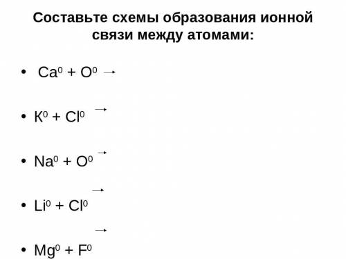 Составьте схемы образования ионной связи между атомами: