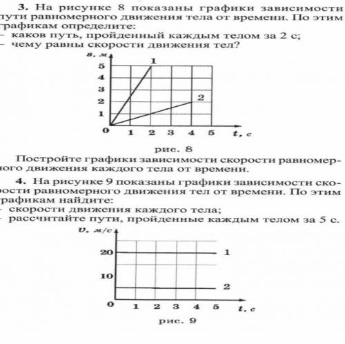 На рисунке 8 показаны графики зависимости пути равномерного движения тела от времени. По графикам оп