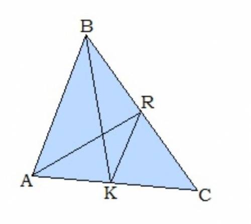 BK и AR — медианы.  BR= 11 м;AK= 9 м;RK= 10 м.Найти: P(ABC). Каковы длины сторон?AC=  м;BC=  м;AB=  