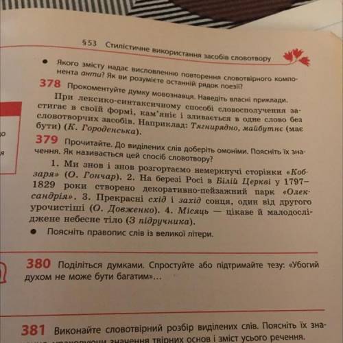 379 Прочитайте. До виділених слів доберіть омоніми. Поясніть їх зна- чення. Як називається цей б сло