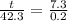 \frac{t}{42.3} = \frac{7.3}{0.2}