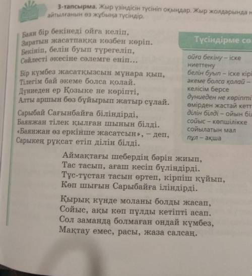 тапсырма. Мәтіндегі ақпаратты «Төрт сөйлем» тәсілін пайдаланып айтыңдар. • Пікір. Оқыған мәтін бойын