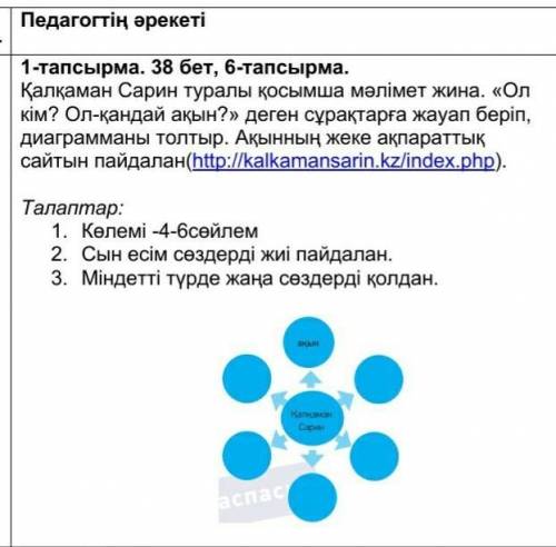 Талаптар: 1.     Көлемі -4-6сөйлем2.     Сын есім сөздерді жиі пайдалан.3.     Міндетті түрде жаңа с