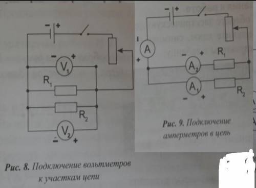 1) Соберите цепь, схема которой изображена на рисунке 8. Замкните цепь, снимите показания вольтметро