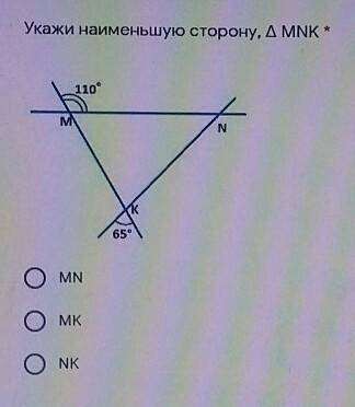 Укажи наименьшую сторону, ДМNK *110MN65°MNMKONK​