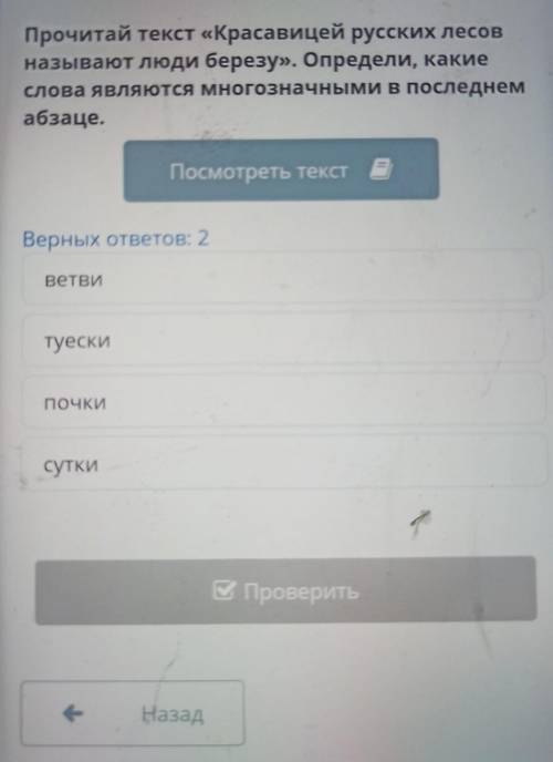 Прочитай текст красавицей русских лесов называют люди березу Определи Какие слова являются многознач