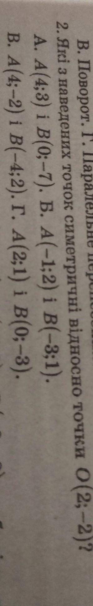 Які з наведених точок симетричні відносно точки 2 -2​