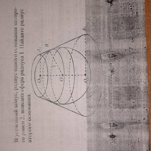 Распишите подробно усеченный конус, радиус основания которого равен 2, вписана сфера радиуса 1. найд