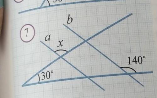 Чему равен угол х если а и б параллельный на рисунке 7​