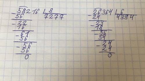 Обычные примеры.Только деление в столбик нужный.Типо как пол сердца. 58216 : 8 26364 : 6