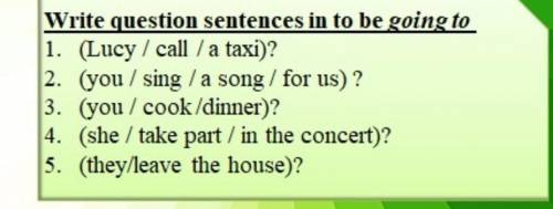 Write questions sentences in to be going to ​